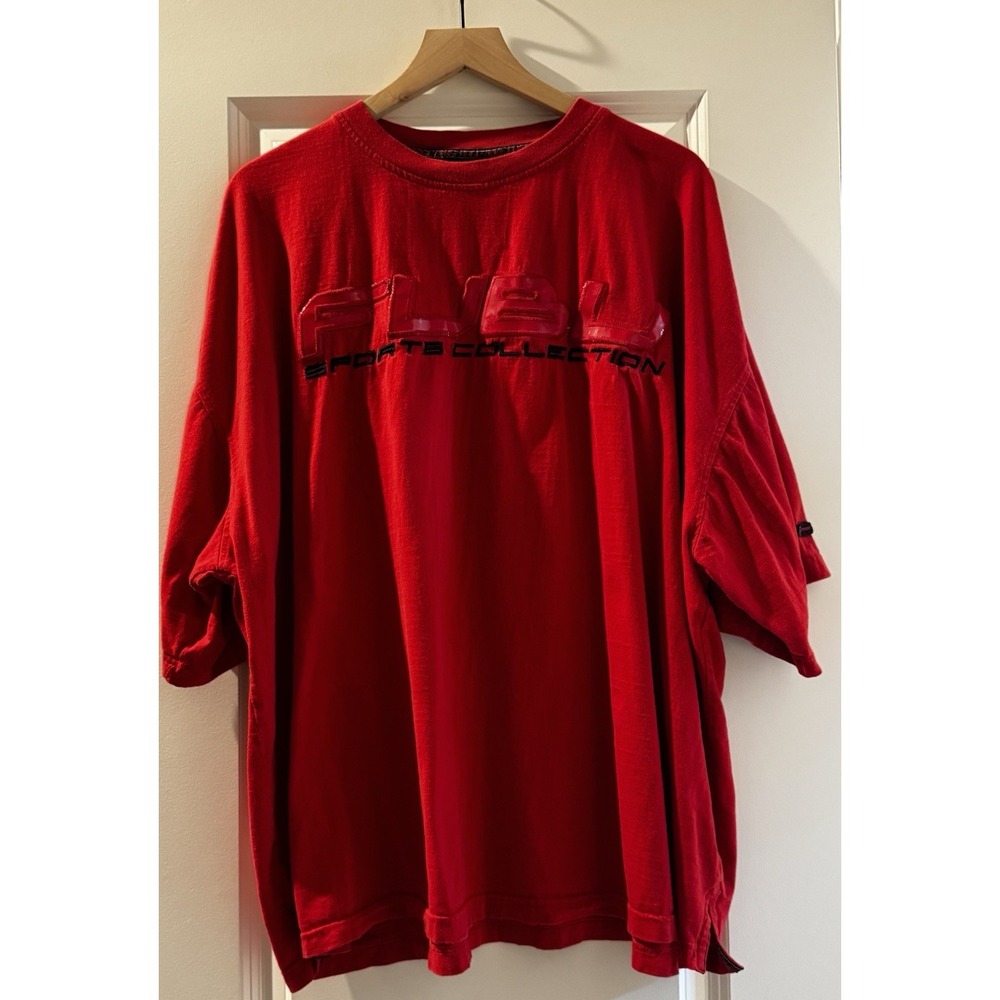 FUBU Sports Collection T Shirt Mens 2X Red Oversized Y2K Hip Hop Streetwear Logo